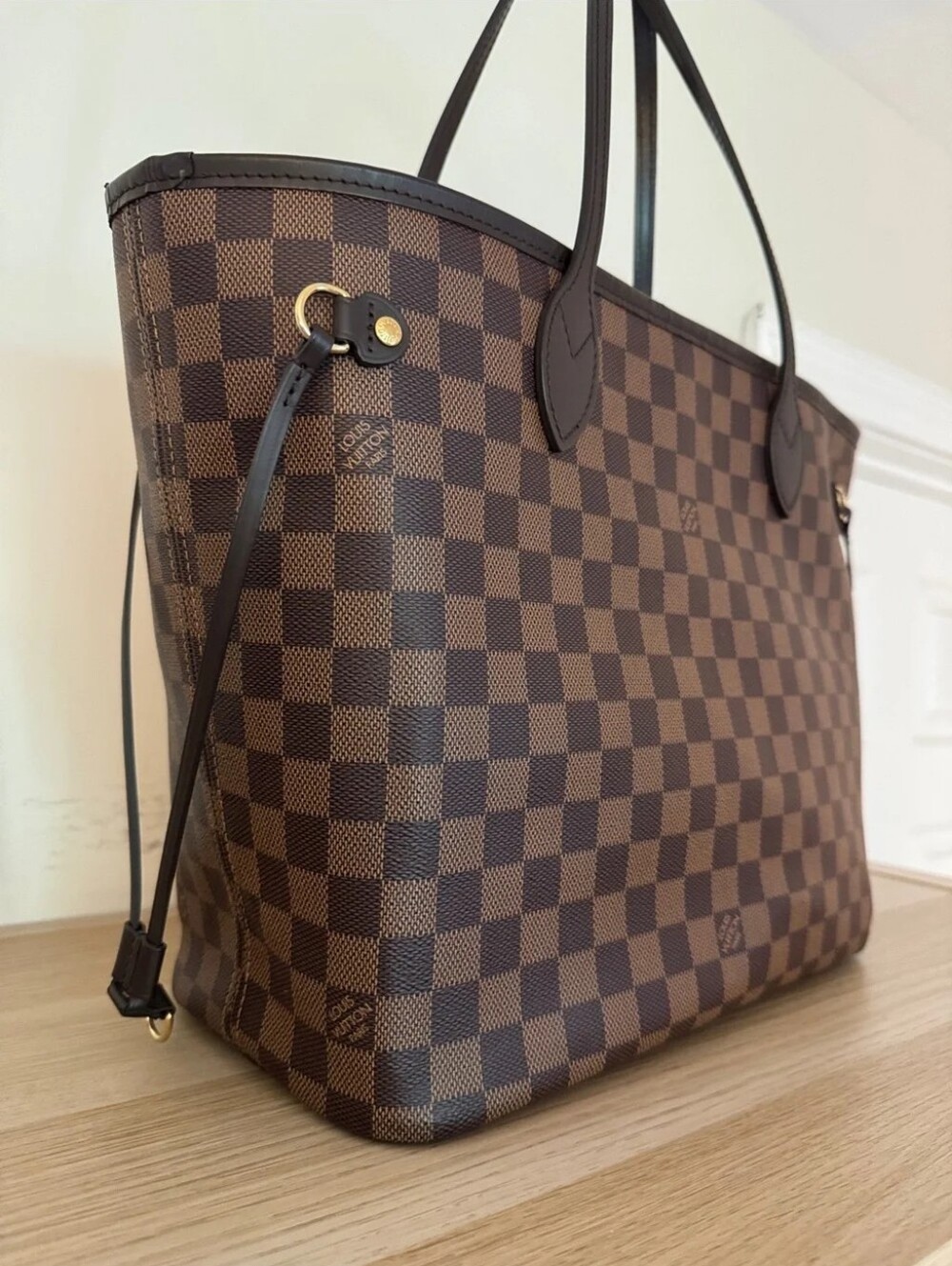 Authentic Louis Vuitton Neverfull MM Damier Ebene Sarah Long Wallet Included EUC - Picture 5 of 16